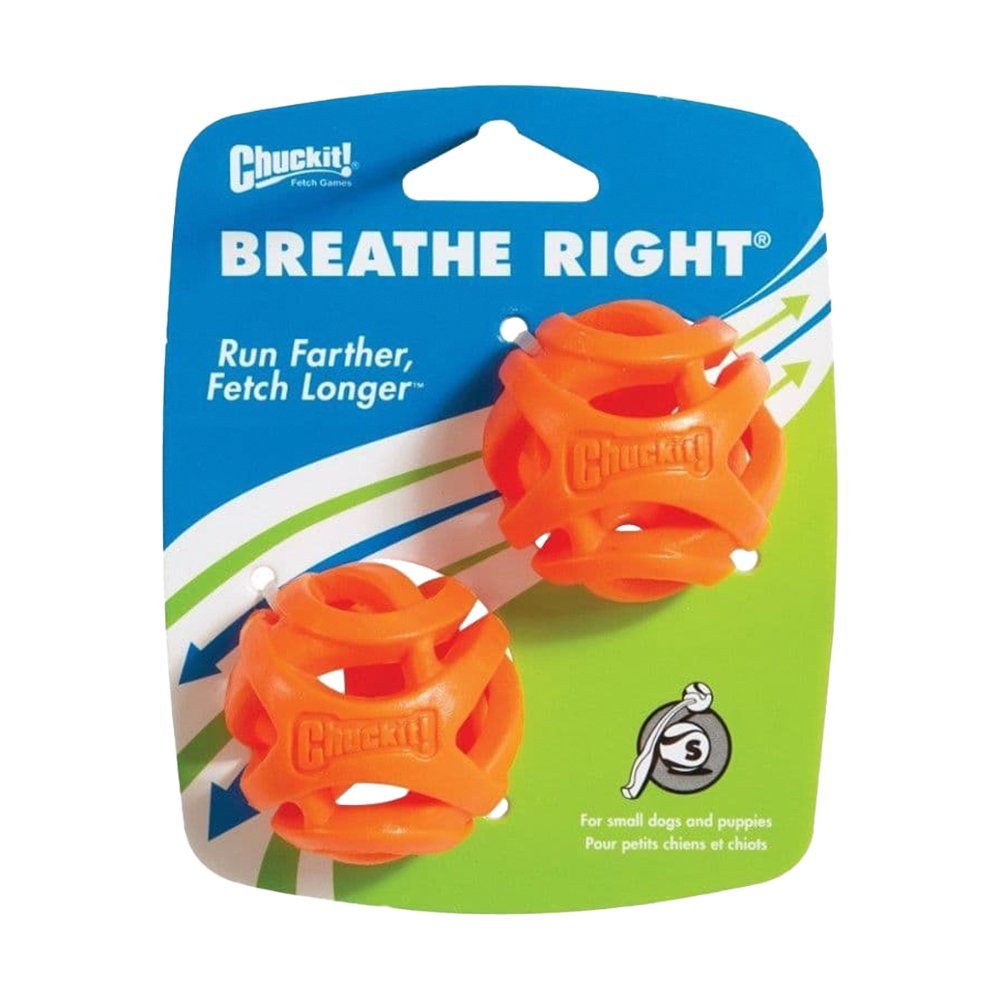 Chuckit! Breathe Right Fetch Ball Dog Toy Orange Small 2 Count