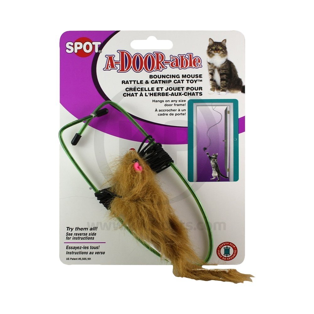 Ethical Pet Spot A-Door-Able Bouncing Mouse Rattle & Catnip Cat Toy Assorted