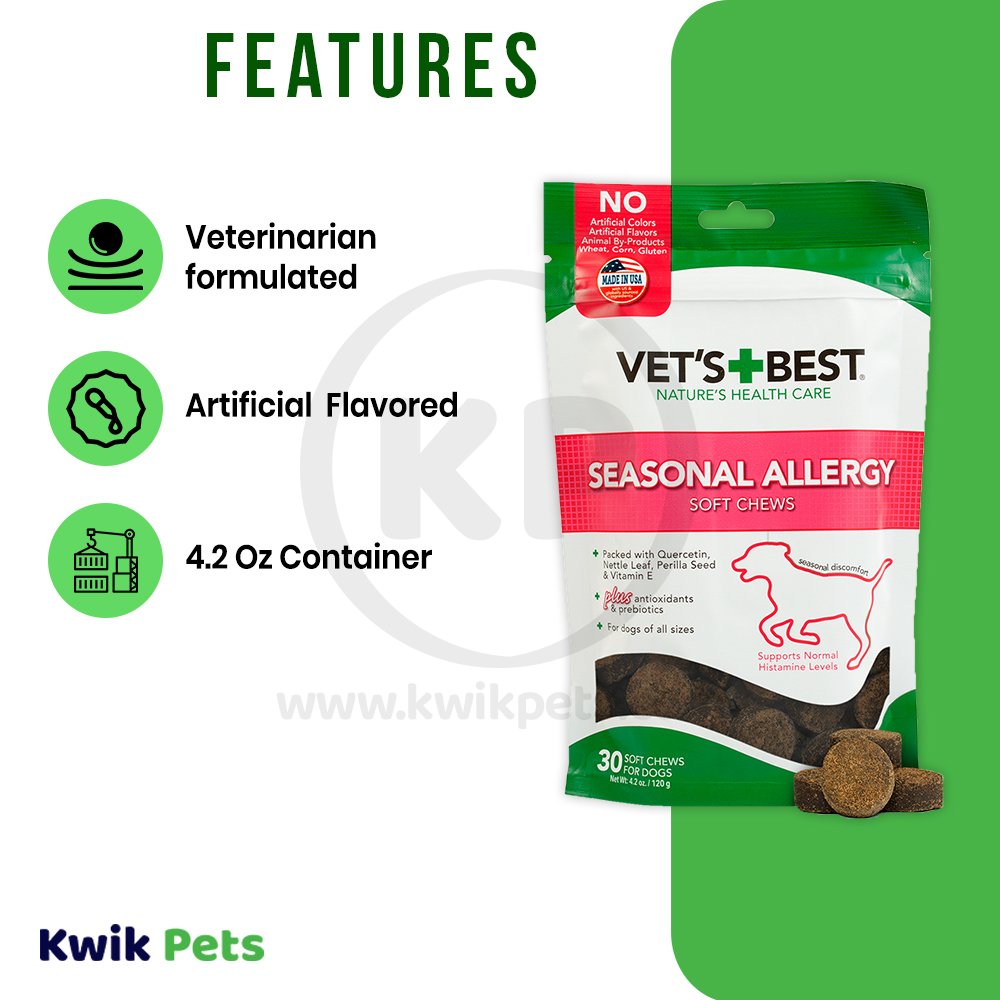 Vet’s Best Seasonal Allergy Dog Soft Chews 30 Count 4.2-oz