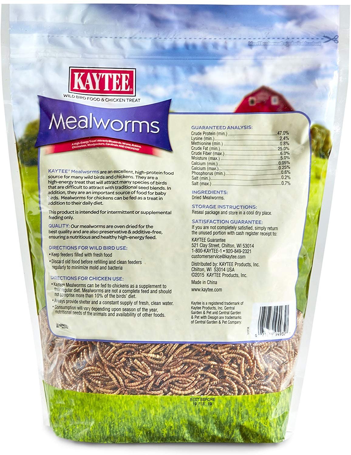 Kaytee Mealworms Wild Bird Food & Chicken Treat 32-oz