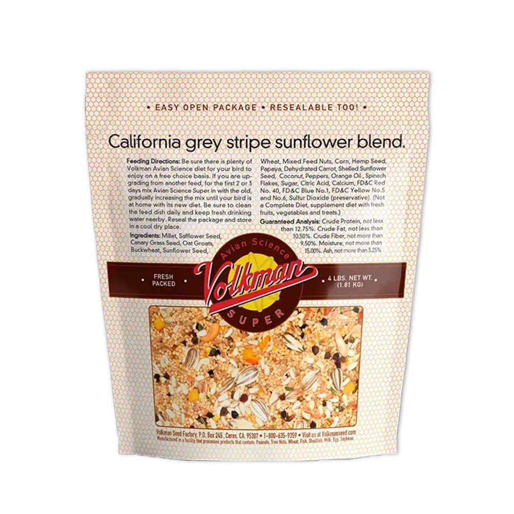 Volkman Seed Company Avian Science Super Cockatiel Bird Treat with Sunflower Seed 4-lb