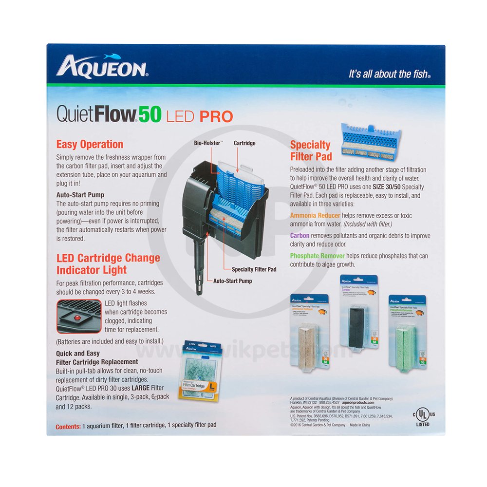 Aqueon QuietFlow LED PRO Aquarium Power Filter Size 50