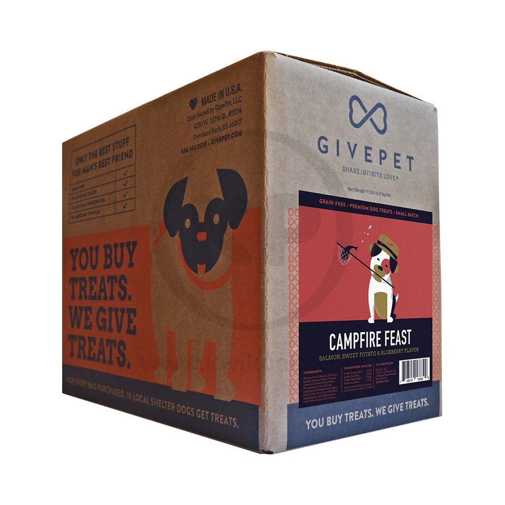 Givepet Campfire Feast Grain-Free Premium Dog Treats Salmon Sweet Potato & Blueberry 9.5-lb Bulk