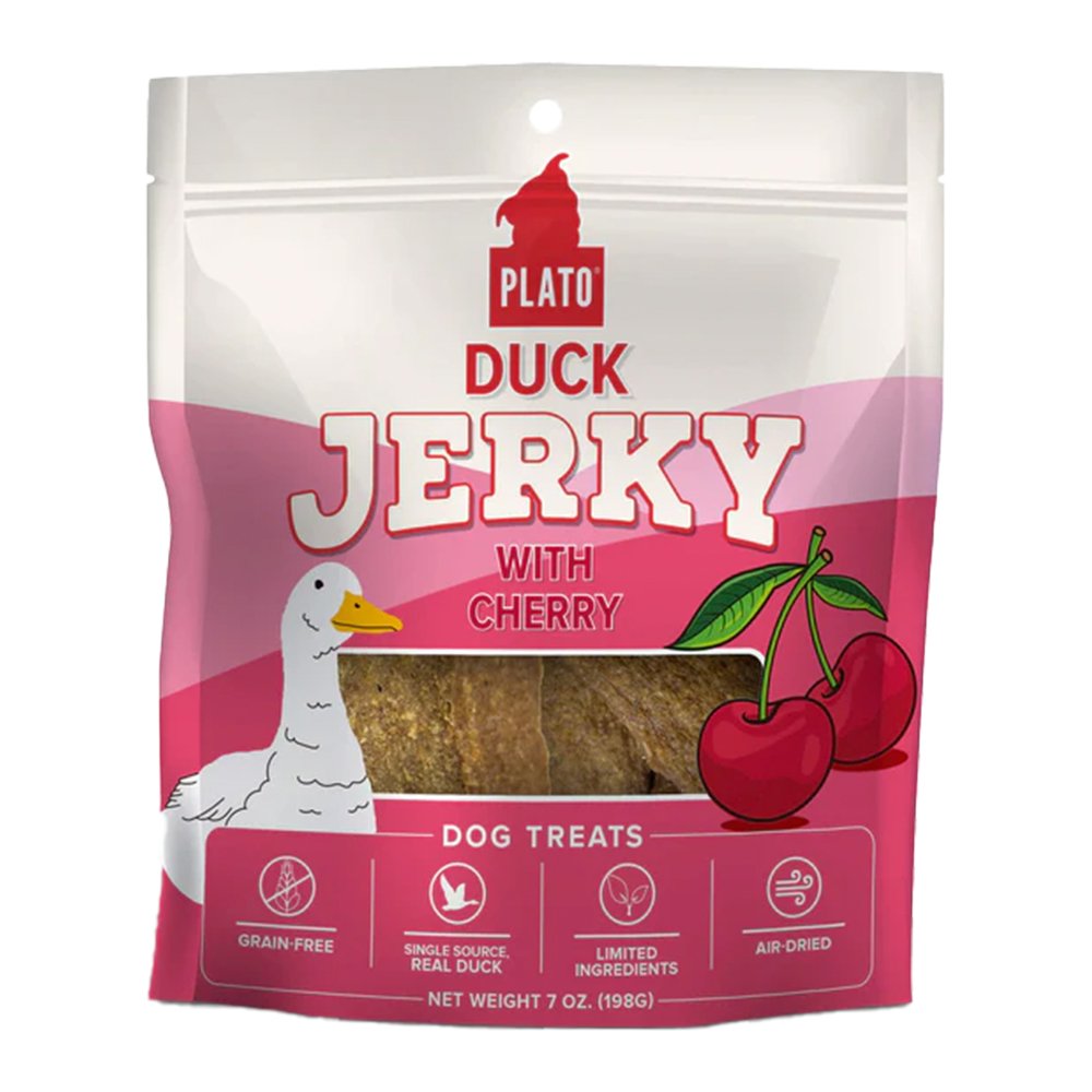 Plato Duck Jerky With Cherry Dog Treats 7-oz