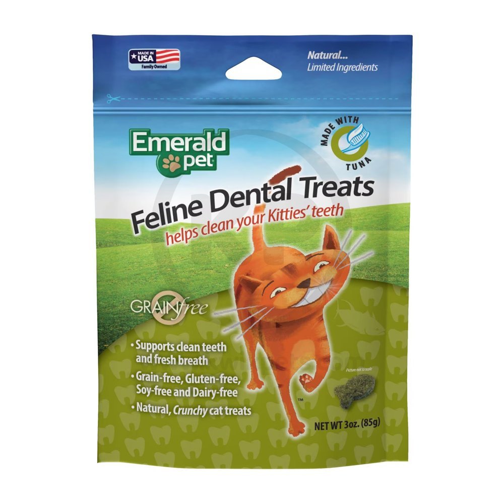 Emerald Pet Grain-Free Feline Dental Cat Treats Tuna 3-oz