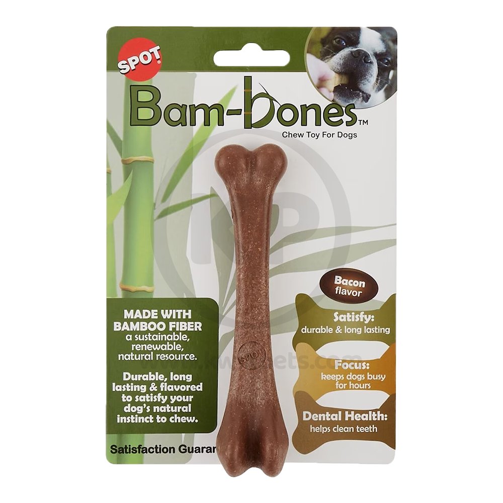 Ethical Pet Spot Bam-Bones Bacon Bone Dog Chew Toy 5.75-in