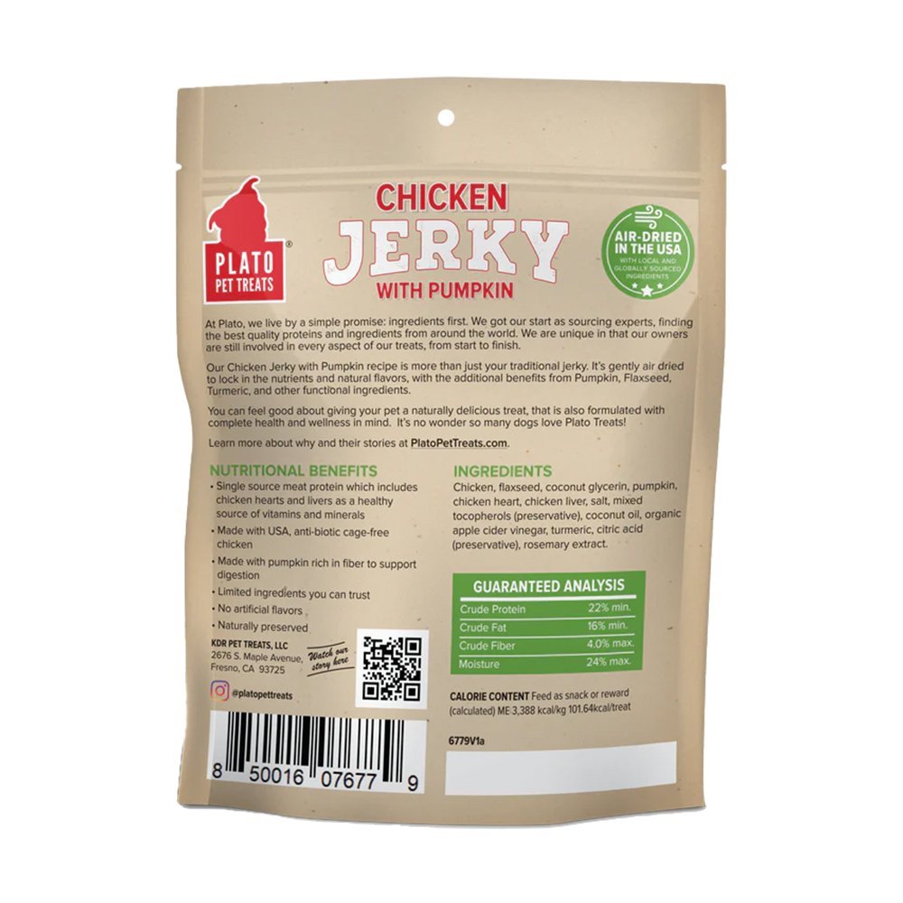 Plato Chicken Jerky With Pumpkin Dog Treats 16-oz