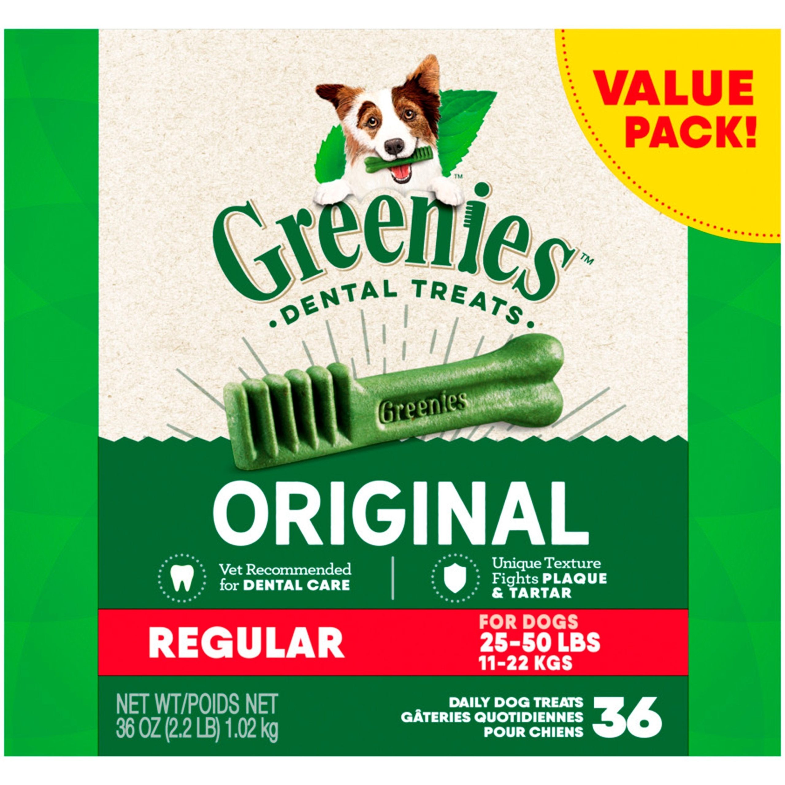 Greenies Original Dog Dental Treats Regular 36-oz 36 Count