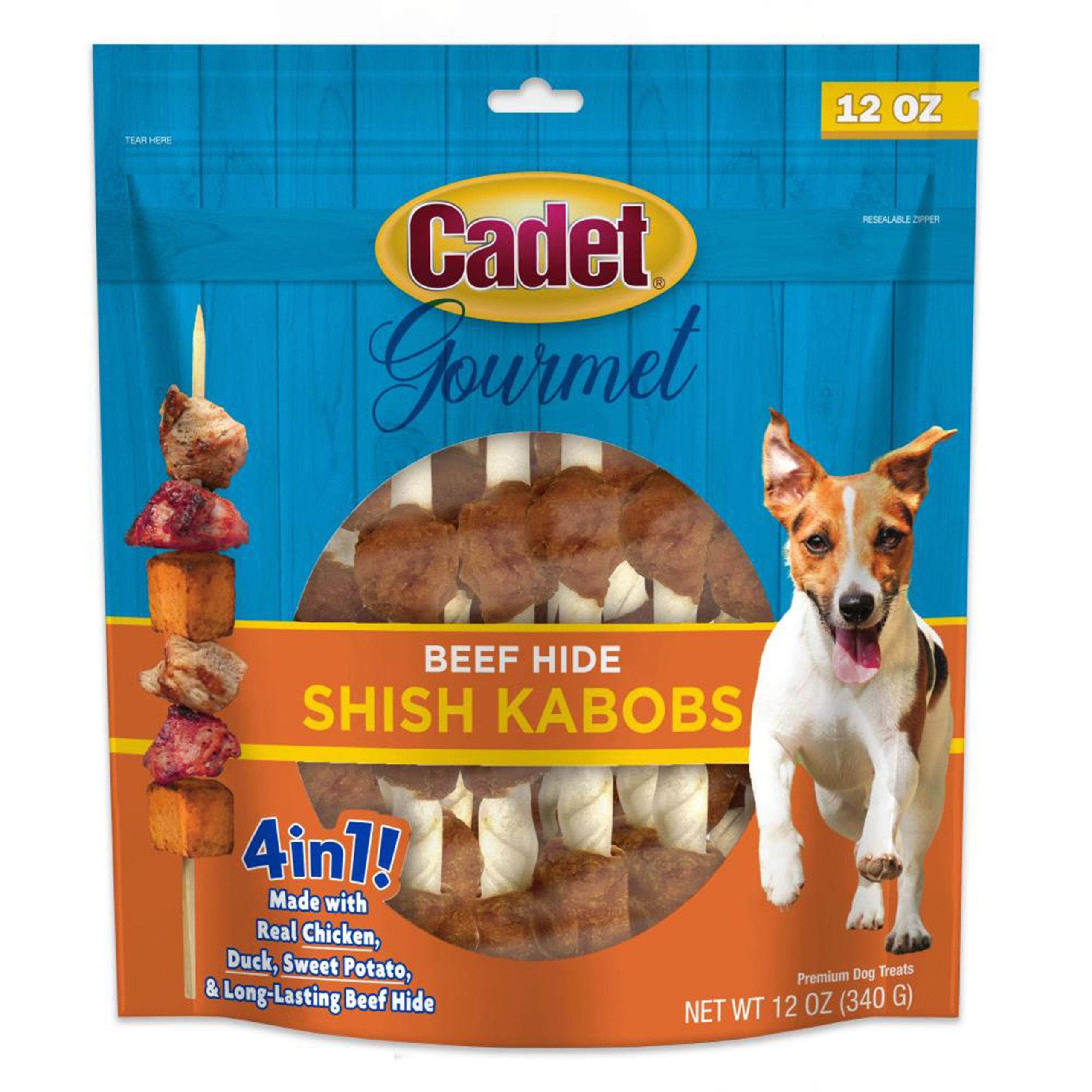 Cadet Gourmet Beef Hide Shish Kabob Dog Treats Small 12-oz