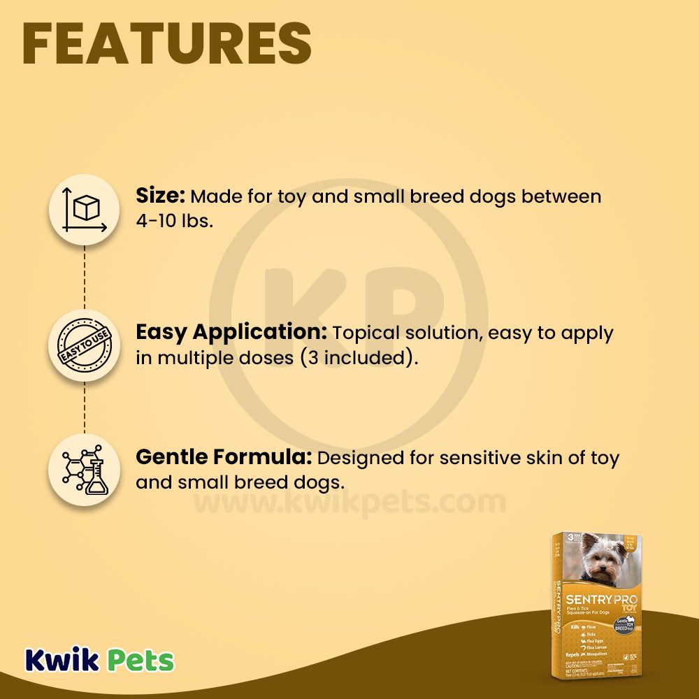 Sentry PRO Toy-Small Breed Flea & Tick Squeeze-On for Dogs 3 Count 2 ml