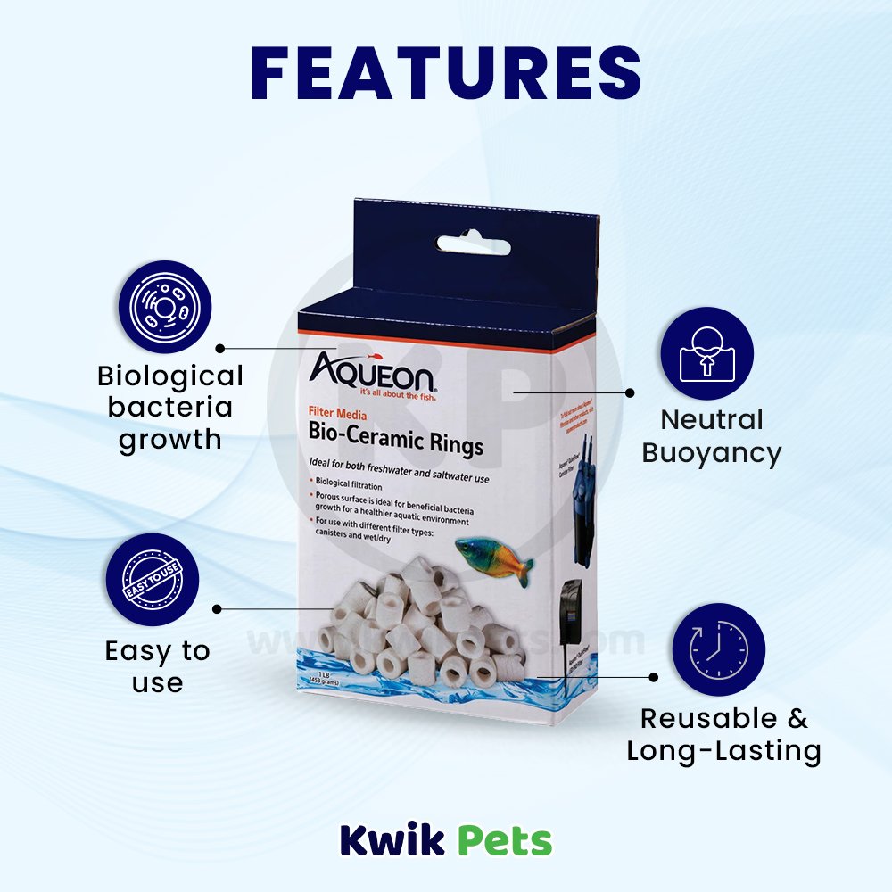 Aqueon Bio-Ceramic Rings Fish Filter Media 1-lb