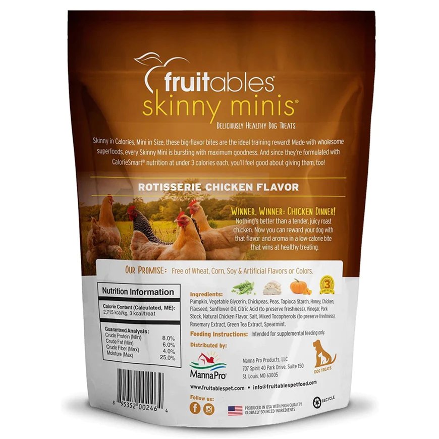 Fruitables Skinny Minis Rotisserie Chicken Soft Dog Treats 5-oz