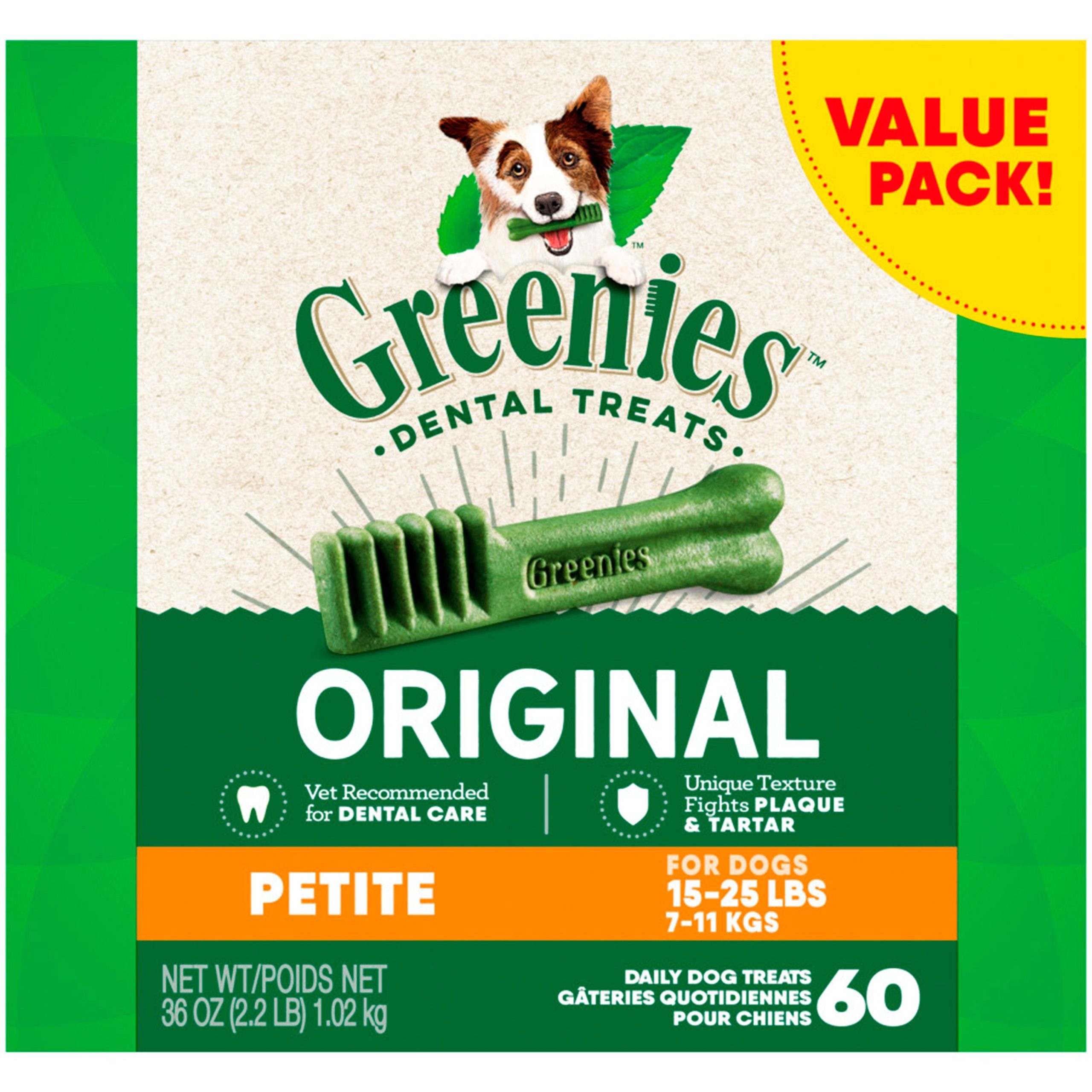 Greenies Original Dog Dental Treats Petite 36-oz 60 Count