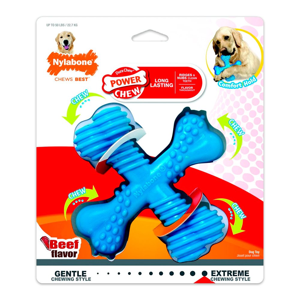 Nylabone Comfort Hold X Bone Power Chew Durable Dog Toy Beef Large/Giant – Up To 50 lbs