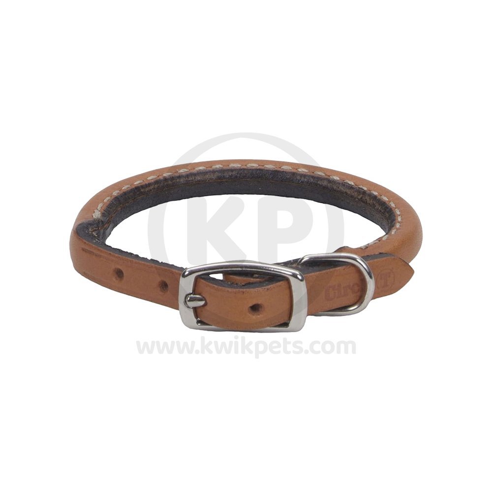 Coastal Circle T Oak Tanned Leather Round Dog Collar Tan 3/8 in X 12 in