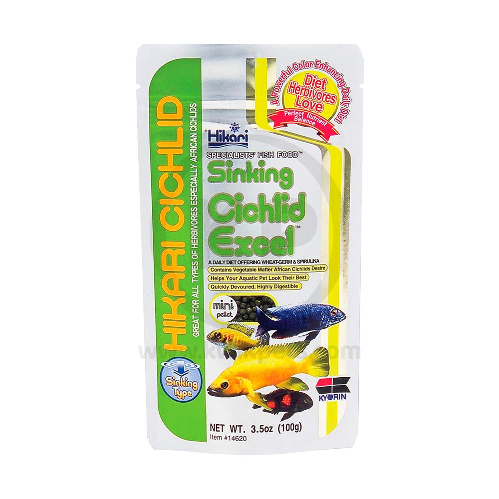 Hikari USA Cichlid Excel Sinking Mini Pellets Fish Food 3.5-oz