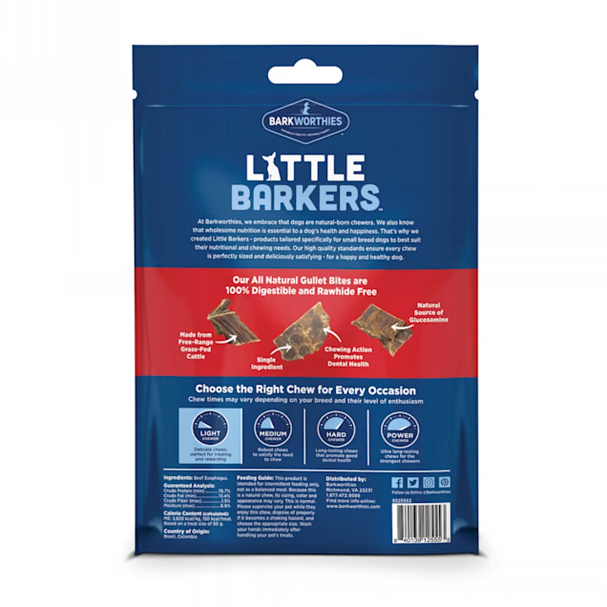 Barkworthies Little Barkers Gullet Bites Dog Chews 5-oz