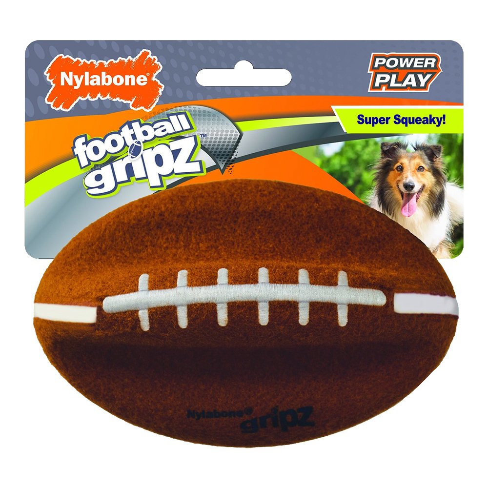 Nylabone Power Play Football Gripz Dog Toy Medium/Wolf – Up To 35 lbs 5.5-in