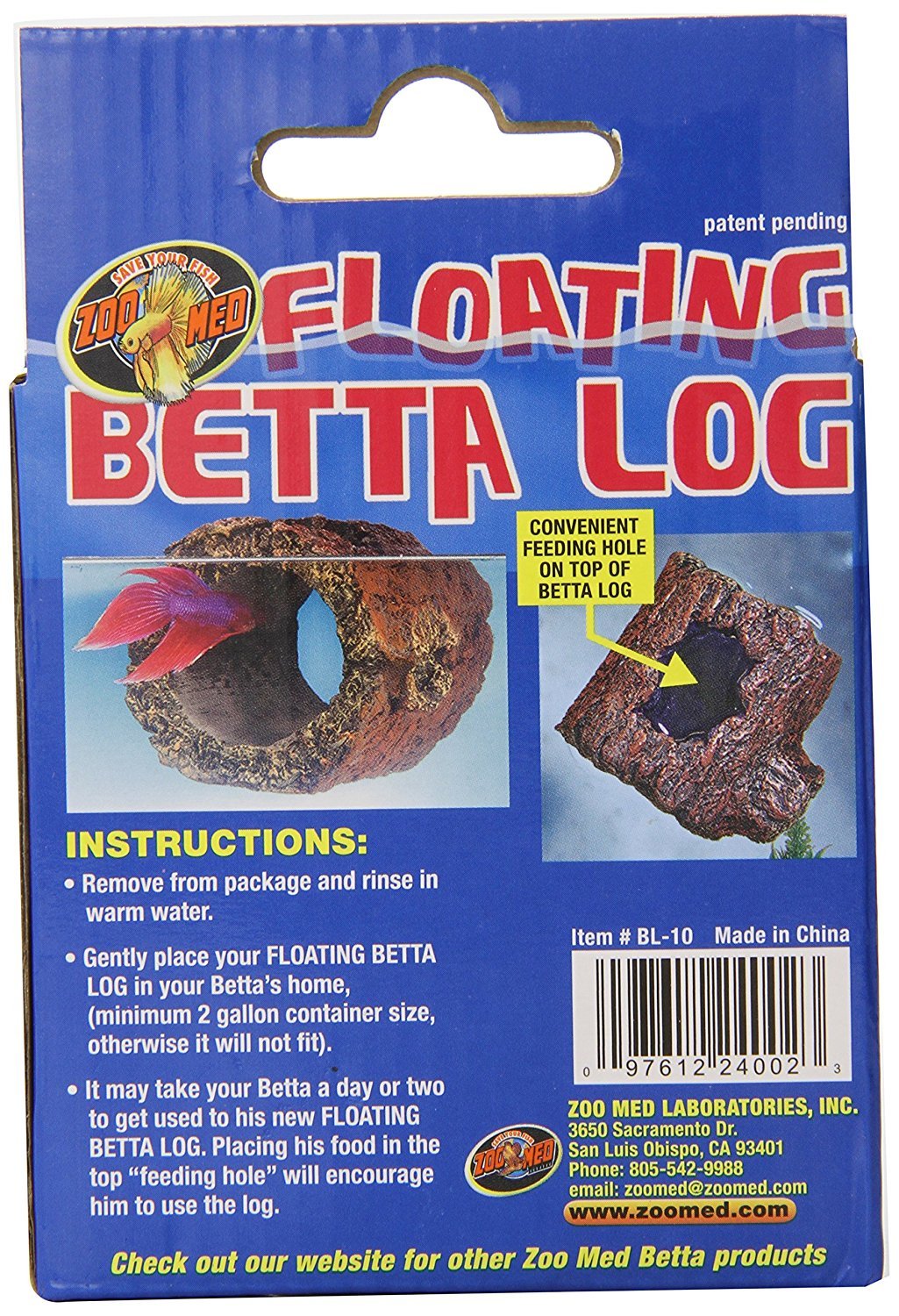 Zoo Med Floating Betta Log Aquarium Ornament Brown