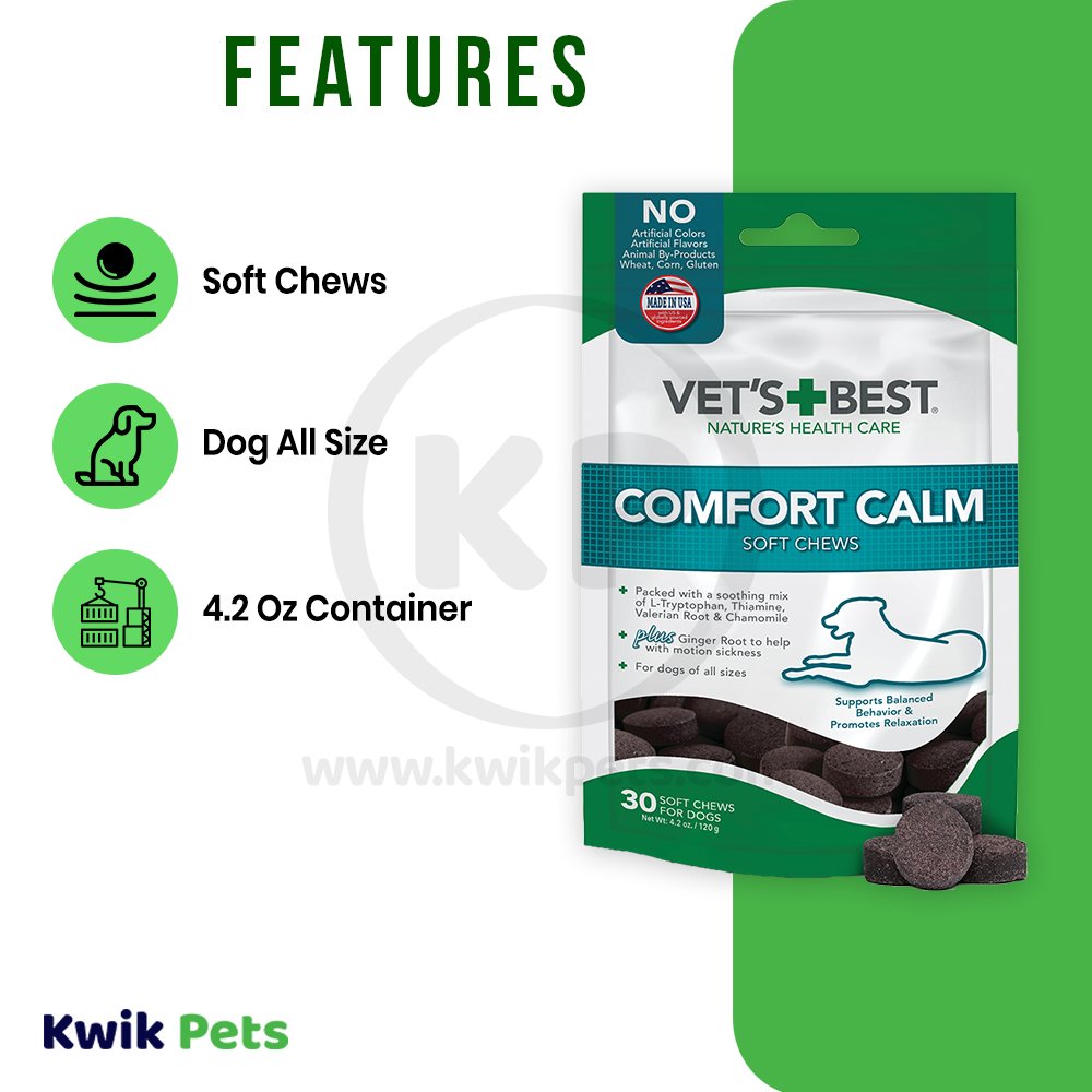 Vet’s Best Comfort Calm Soft Chews for Dogs Up To 75 lbs 30 Count 4.2-oz