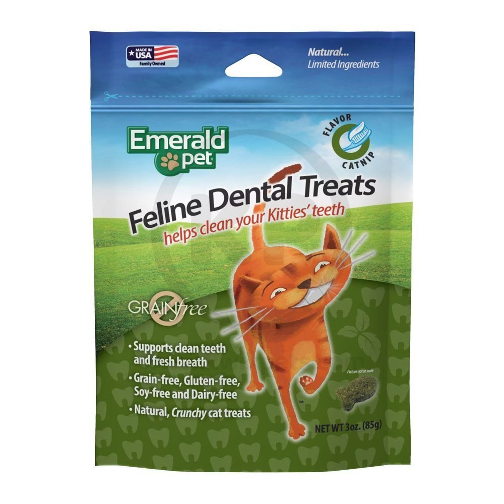 Emerald Pet Grain-Free Feline Dental Cat Treats Catnip 3-oz