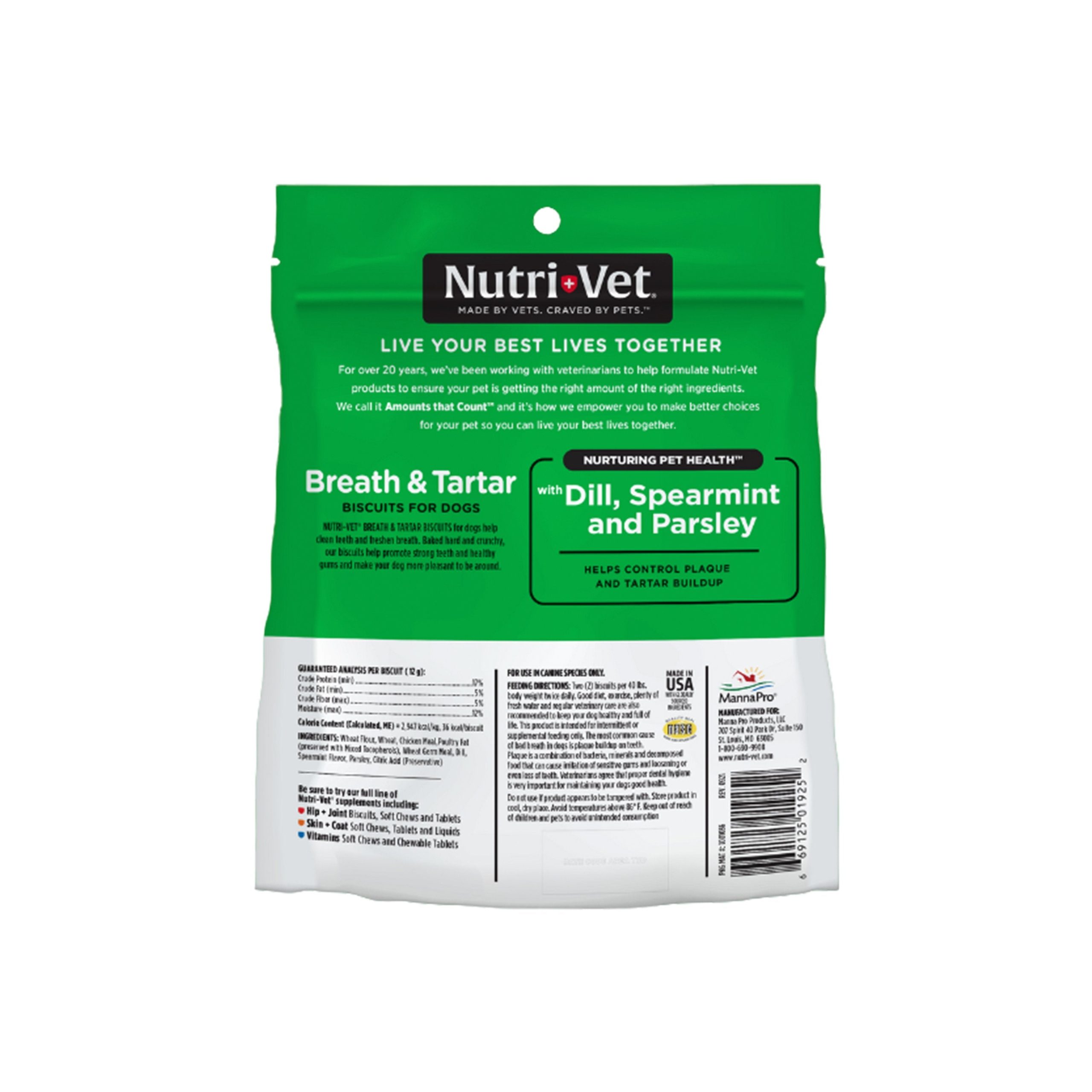 Nutri-Vet Breath & Tartar with Dill, Spearmint & Parsley Dental Treats Chicken Biscuits for Dogs 19.5-oz