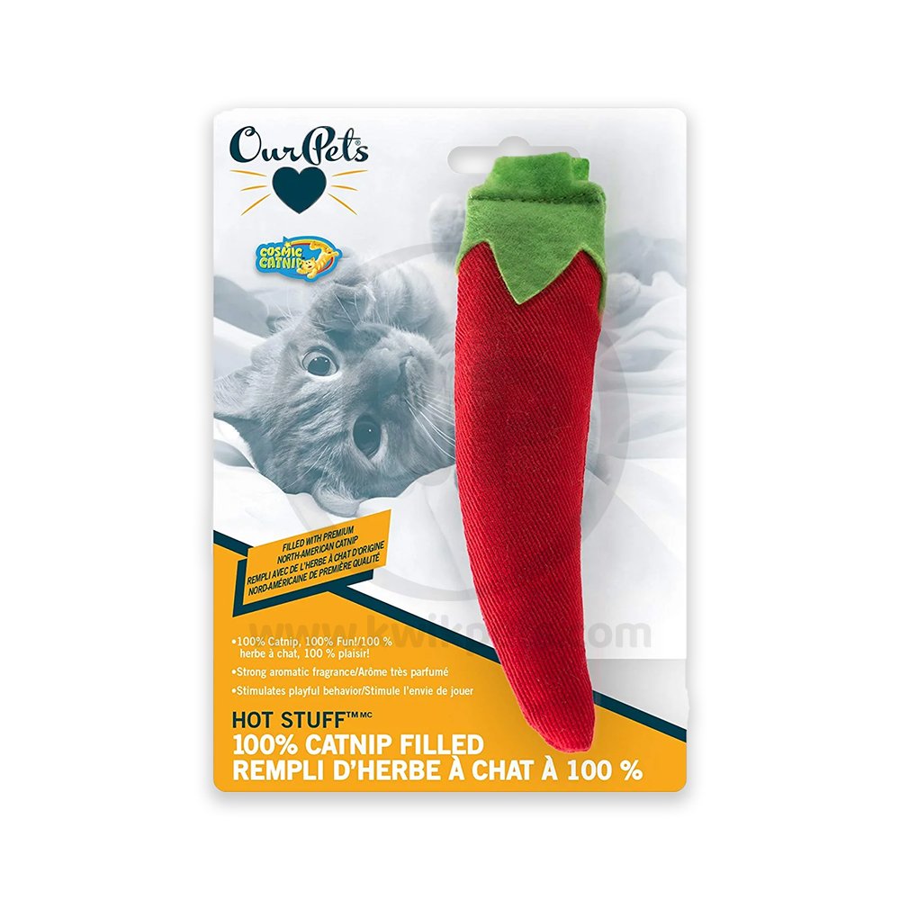 OurPets Cosmic 100% Catnip Filled Chili Pepper ‘Hot Stuff’ Cat Toy Red & Green