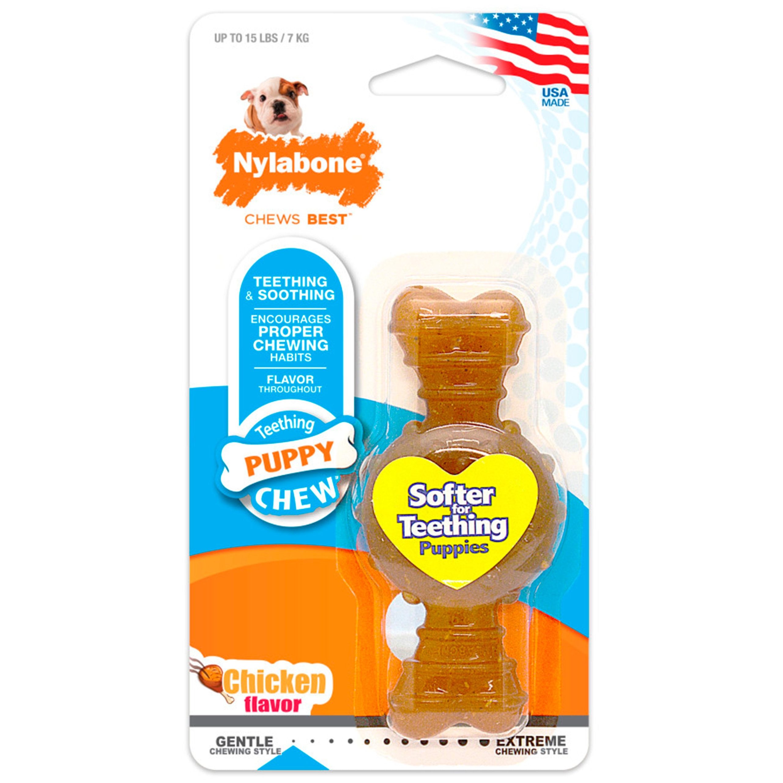 Nylabone Puppy Chew Ring Bone Teething Toy Chicken XS/Petite – Up To 15 lbs