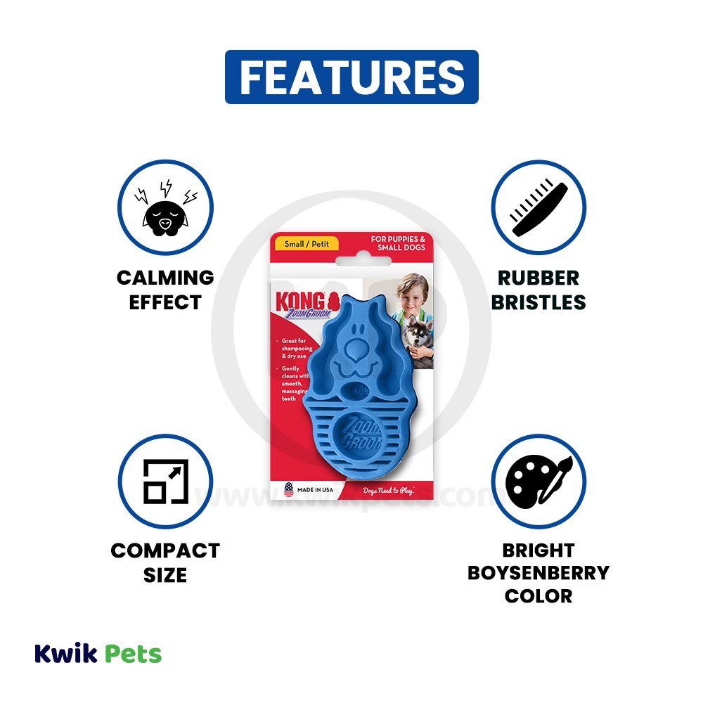 KONG Zoomgroom Rubber Dog Brush Raspberry Small