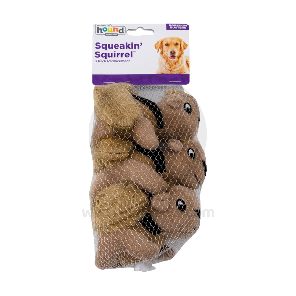 Outward Hound Squeekin’ Animals Dog Toy Squirrel 3 Count