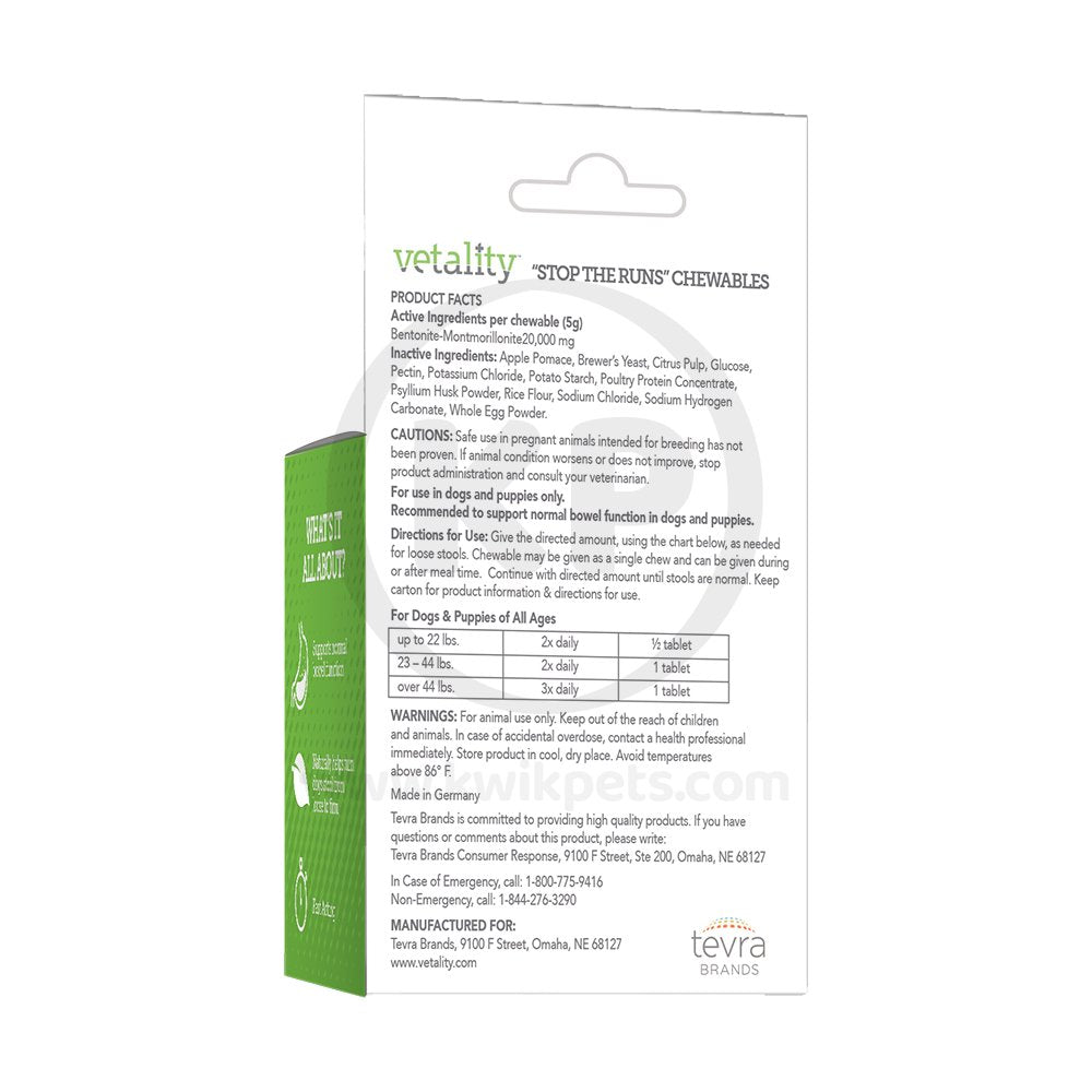 Vetality Stop the Runs Chewables for Dogs 6 Count