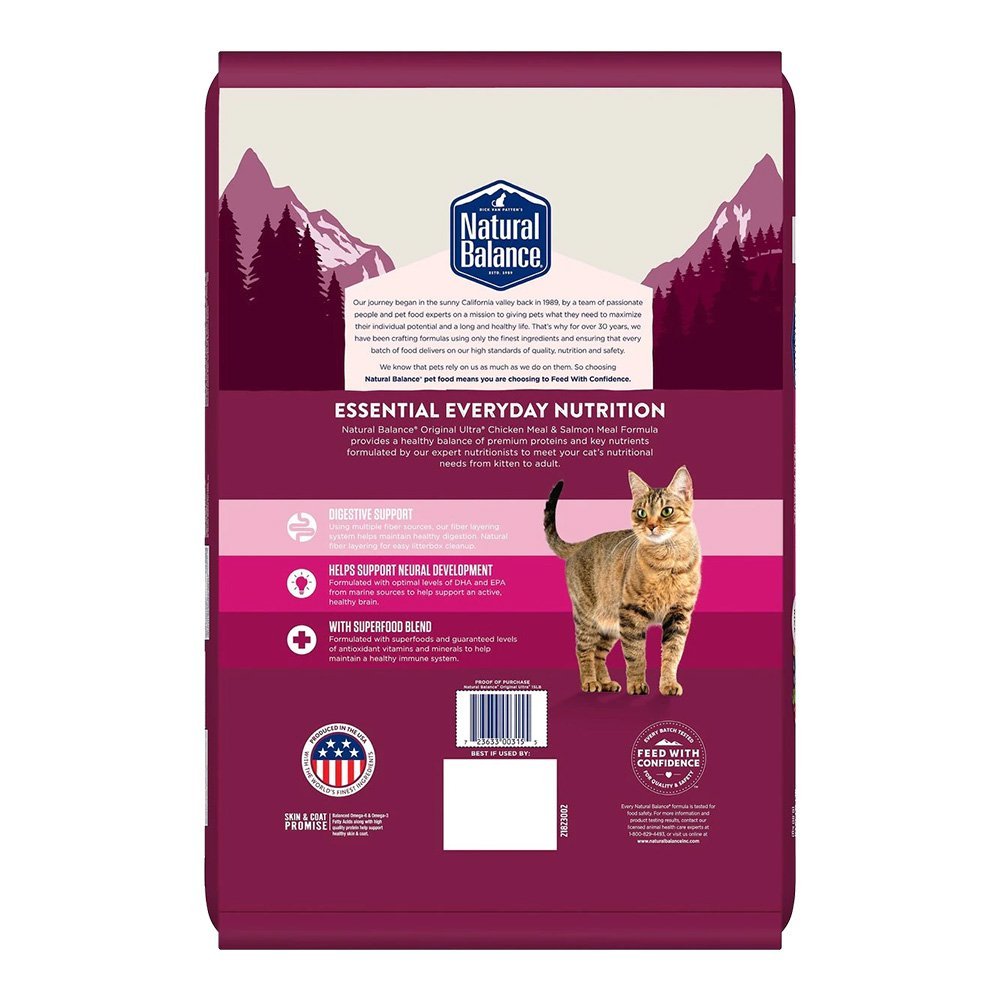 Natural Balance Pet Foods Original Ultra Broth Coated Adult Dry Cat Food Chicken Meal & Salmon Meal 15-lb