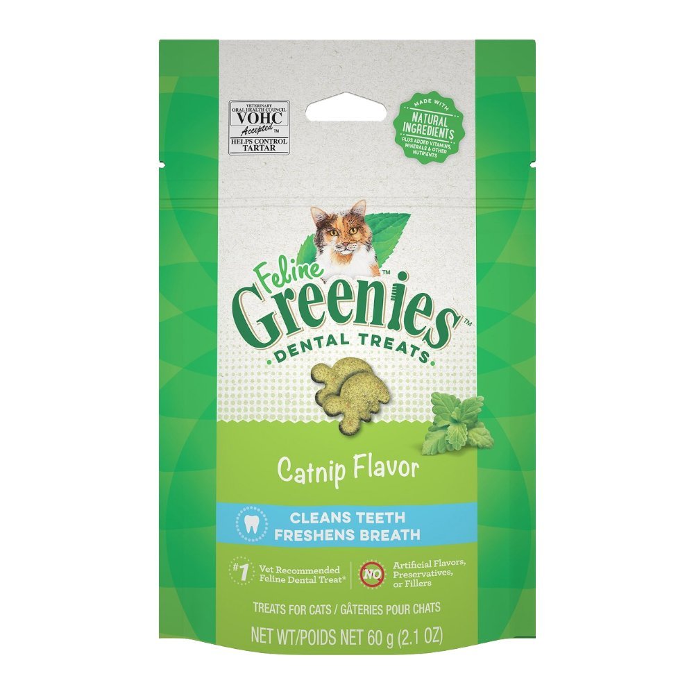 FELINE GREENIES Dental Treats for Cats Catnip Flavor 2.5-oz