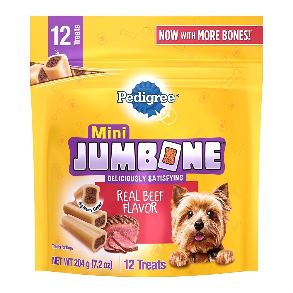 Pedigree Mini Jumbone Real Beef Dog Treats 12 Count 7.2-oz