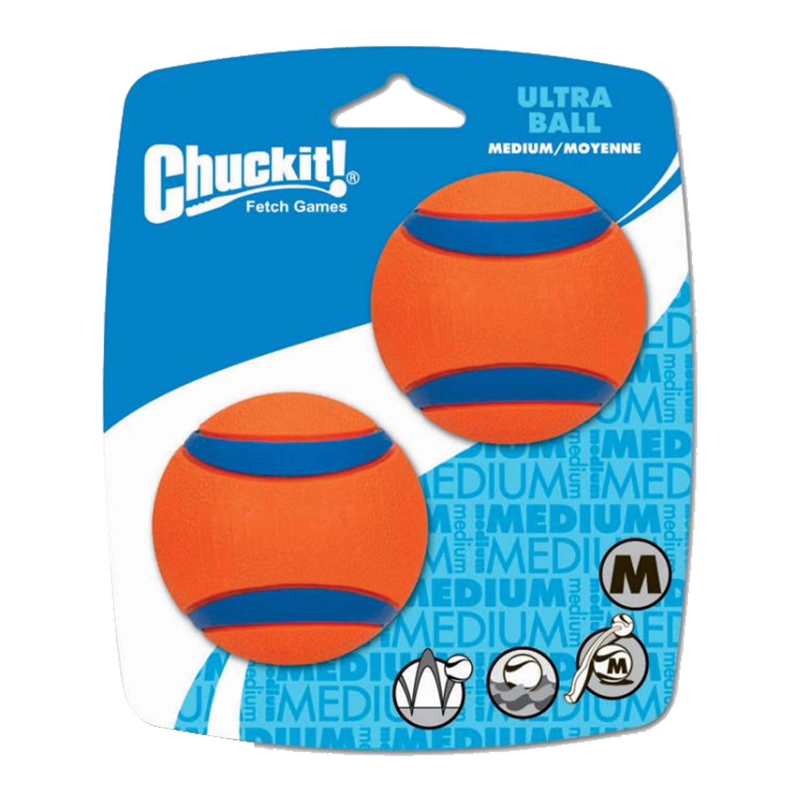 Chuckit! Ultra Ball Dog Toy Blue/Orange Medium 2 Count