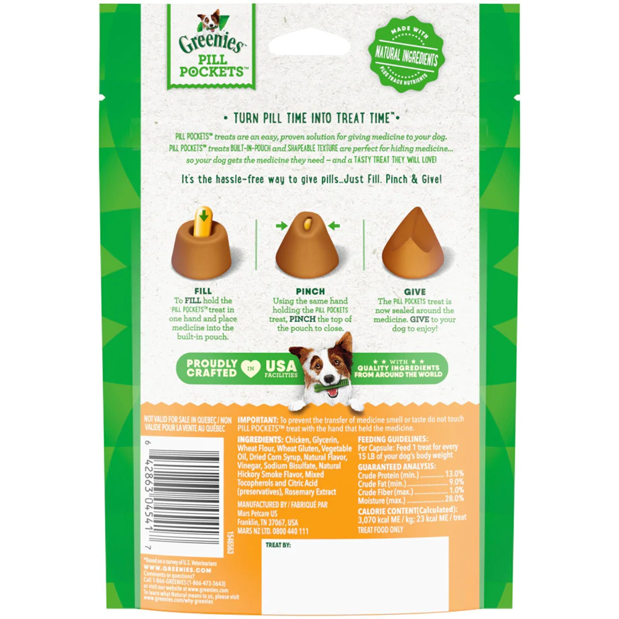 Greenies Capsule Pill Pockets Dog Treats Chicken 7.9-oz 30 Count