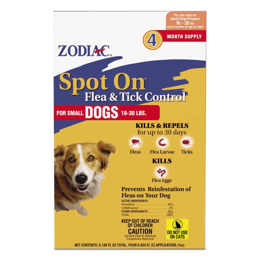 Zodiac Spot On Flea & Tick Control for Small Dogs 16-30 lbs 4 Count