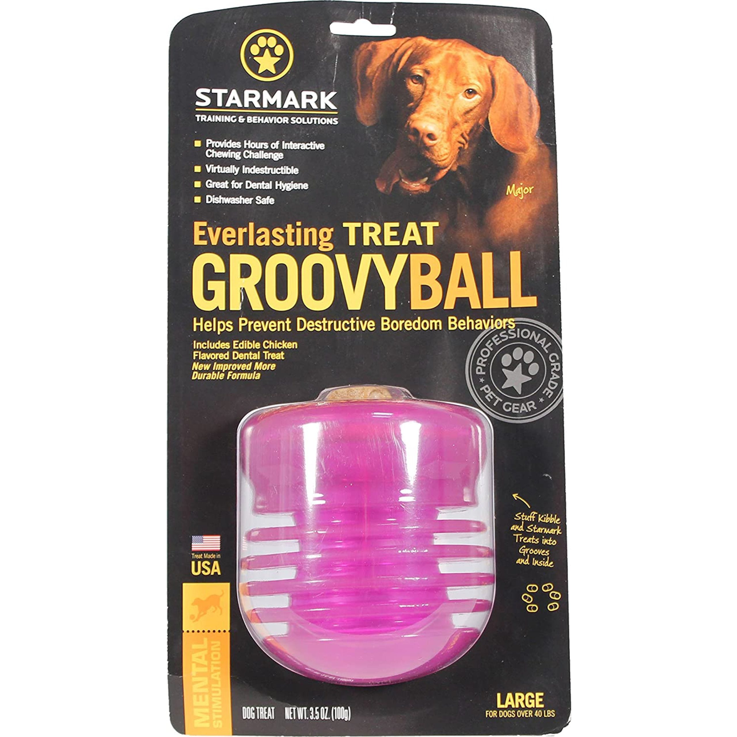 Starmark Everlasting Dog Treat Groovy Ball Chew Toy Large 3.5-oz