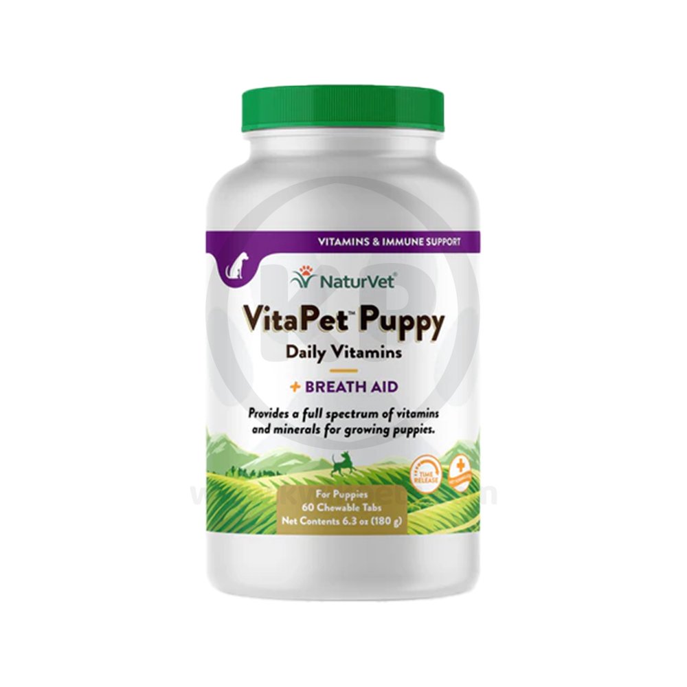 NaturVet Vita Pet Puppy Plus Breath Aid Tablets Time Release Jar 60 Count 6.3-oz