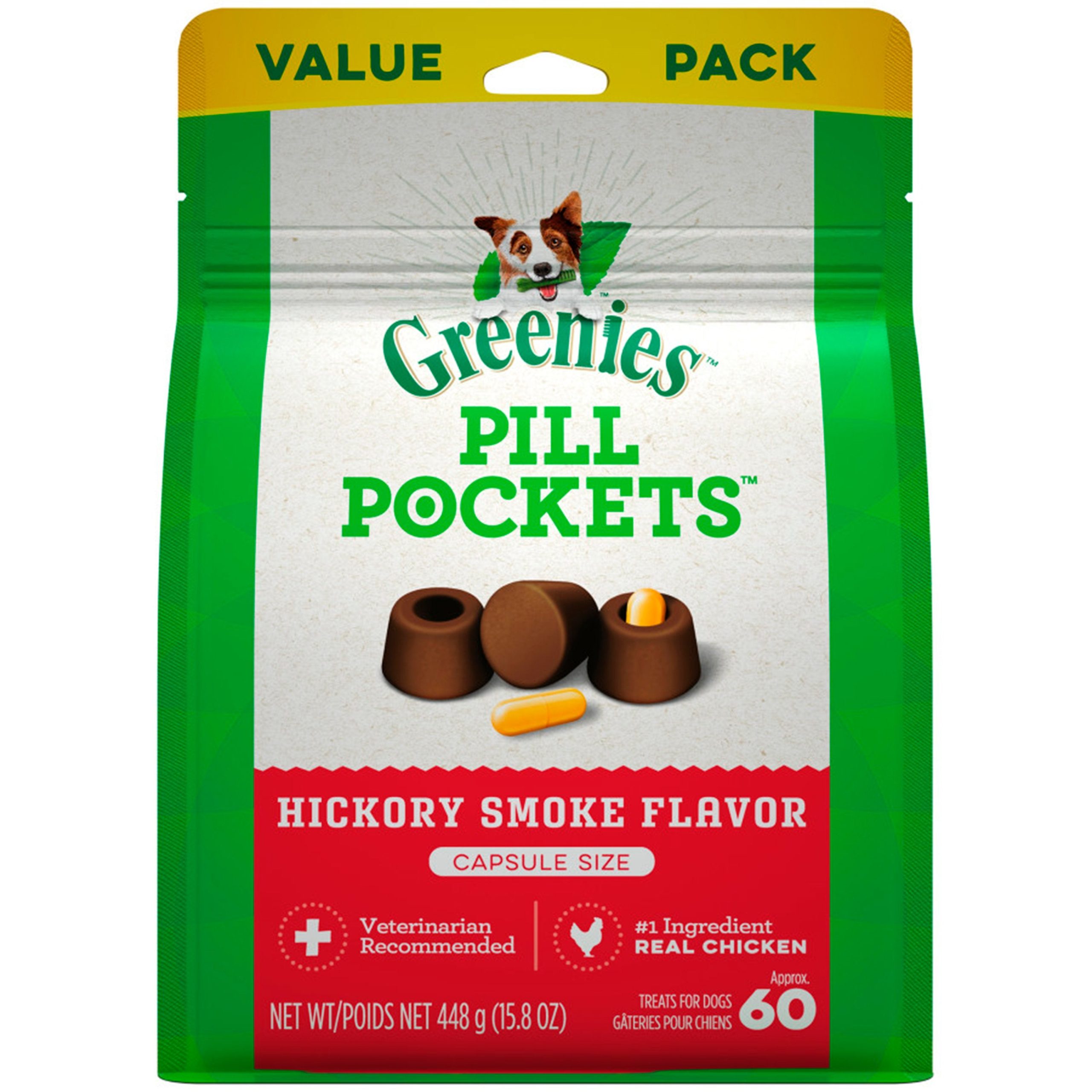 Greenies Capsule Pill Pockets Dog Treats Hickory Smoke 15.8-oz 60 Count