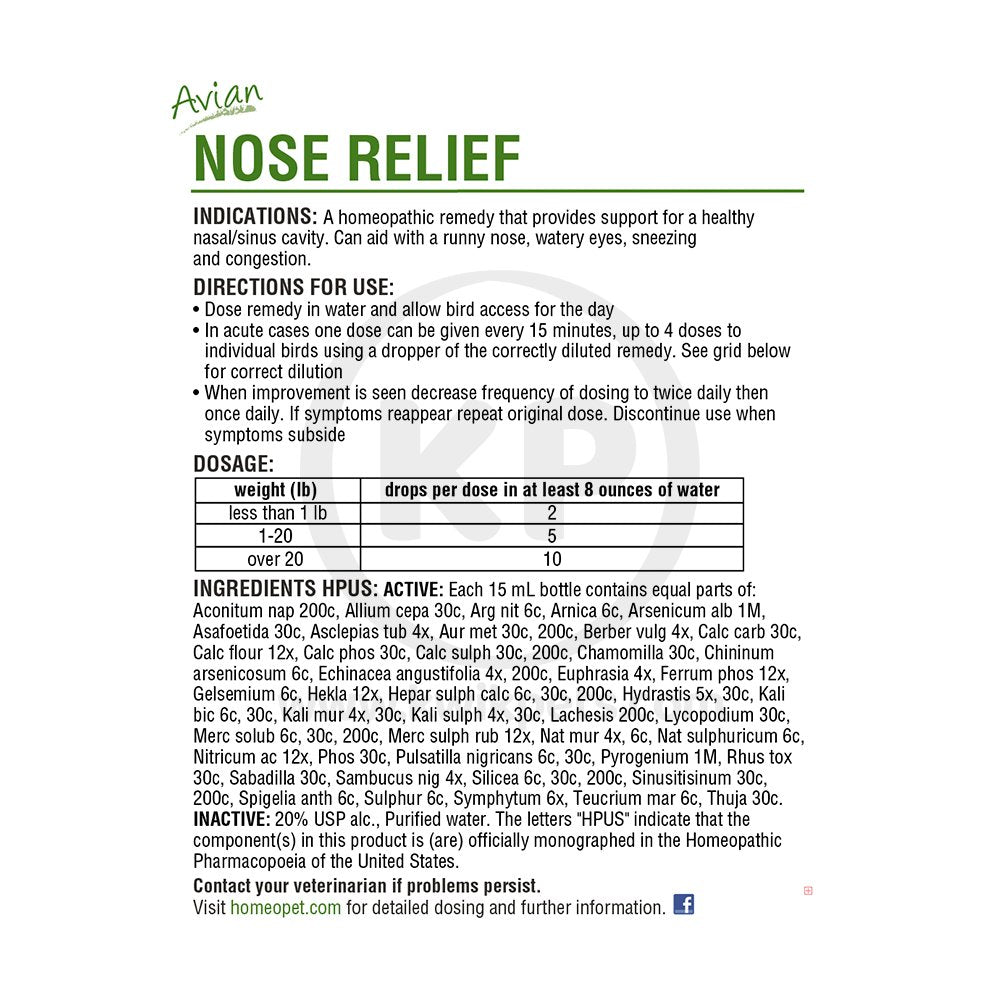 HomeoPet Avian Nose Relief Supplement 15 ml