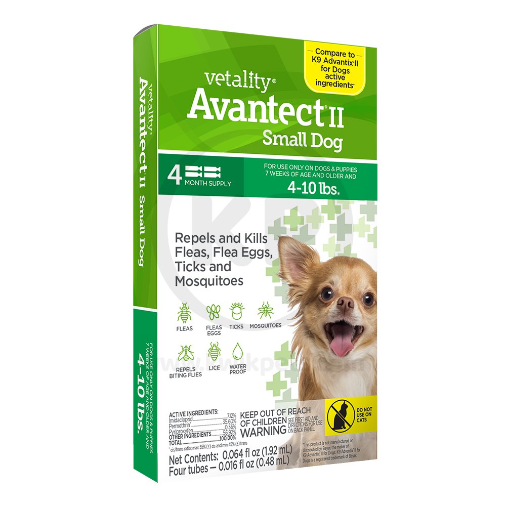 Vetality Avantect II Flea & Tick for Small Dogs 4-Count 0.064-oz