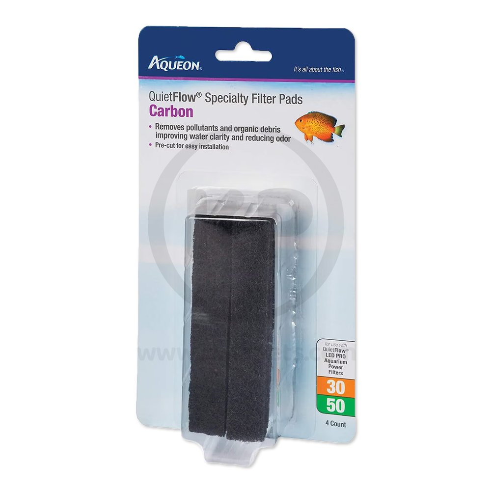 Aqueon QuietFlow Carbon Replacement Specialty Filter Pads 4 Count Size 30/50