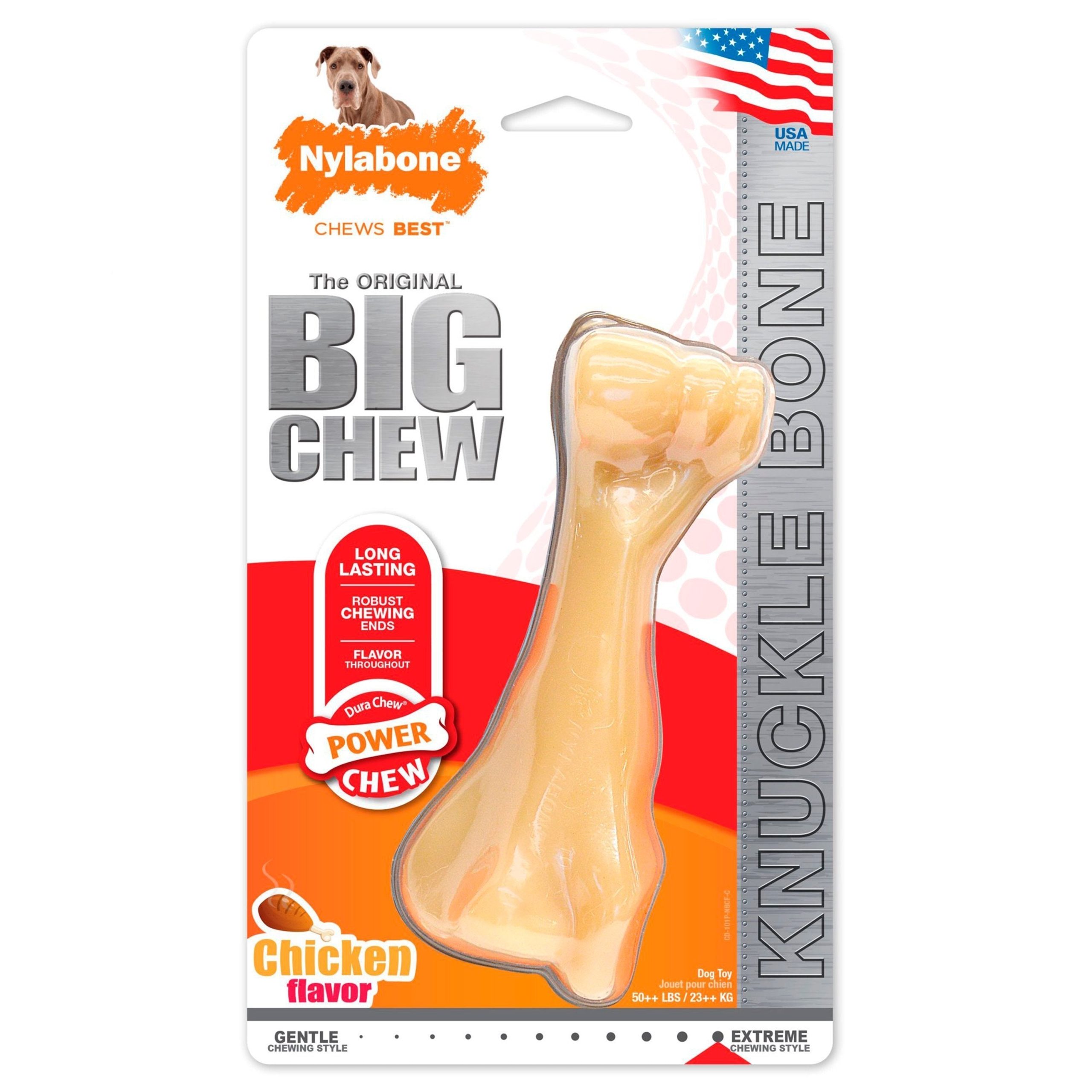 Nylabone Power Chew Big Knuckle Bone Dog Toy Chicken XXL/Monster – 50++ lbs