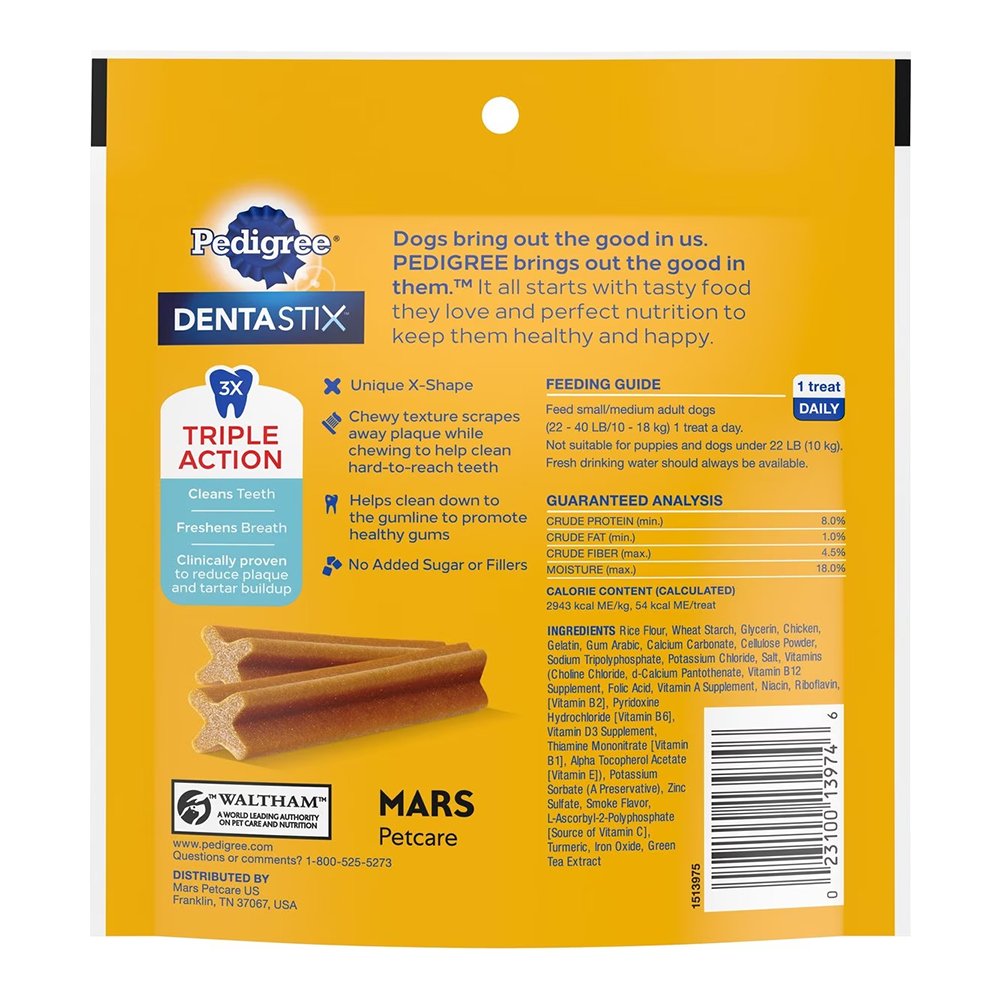 Pedigree DENTASTIX Dog Dental Treat Original w/Real Chicken 10 Count