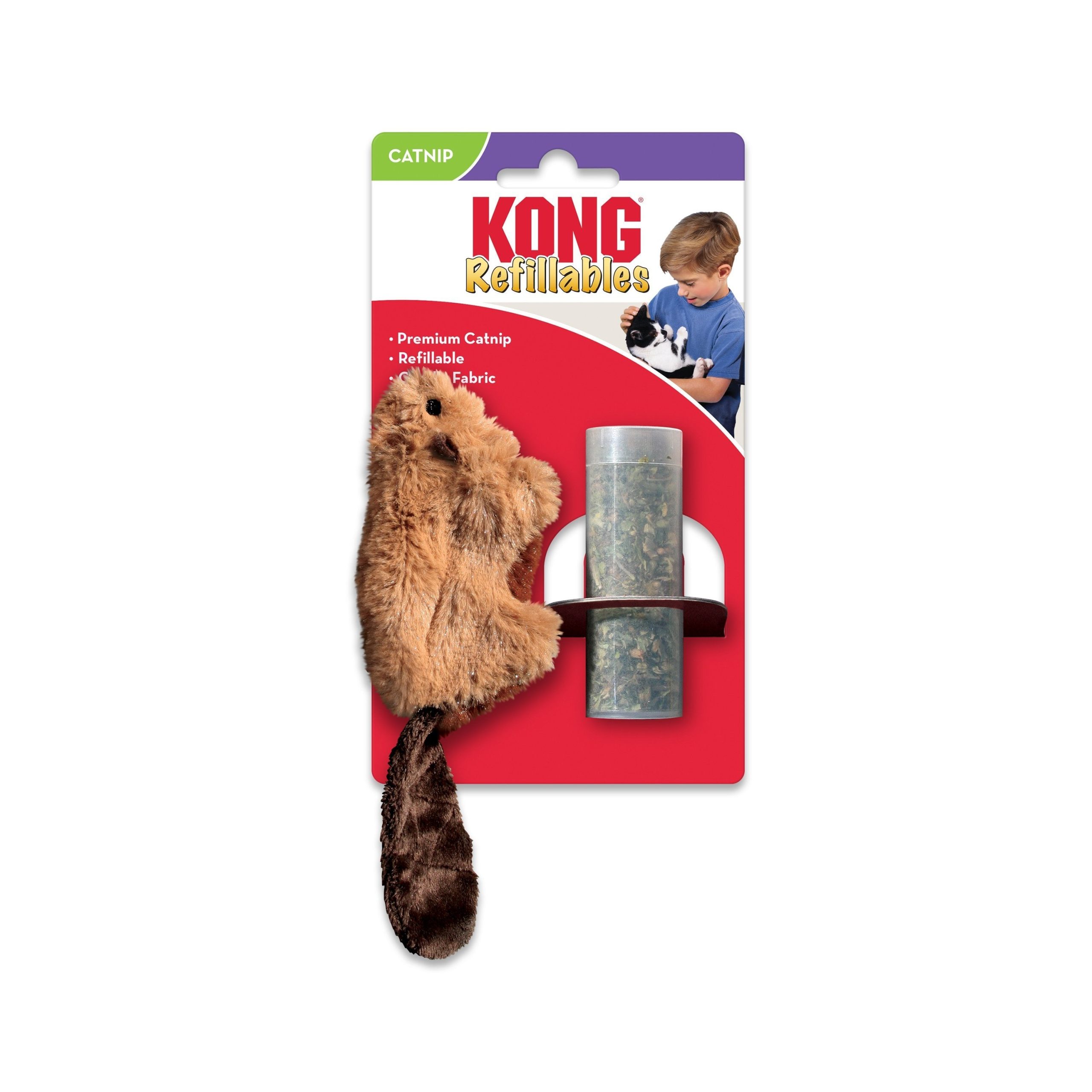 KONG Refillable Catnip Beaver Cat Toy Brown One Size