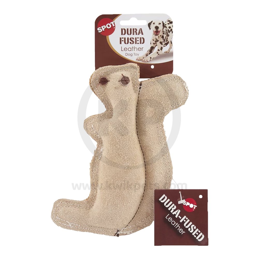 Ethical Pet Spot Dura-Fused Leather & Jute Dog Toy Squirrel Tan Small