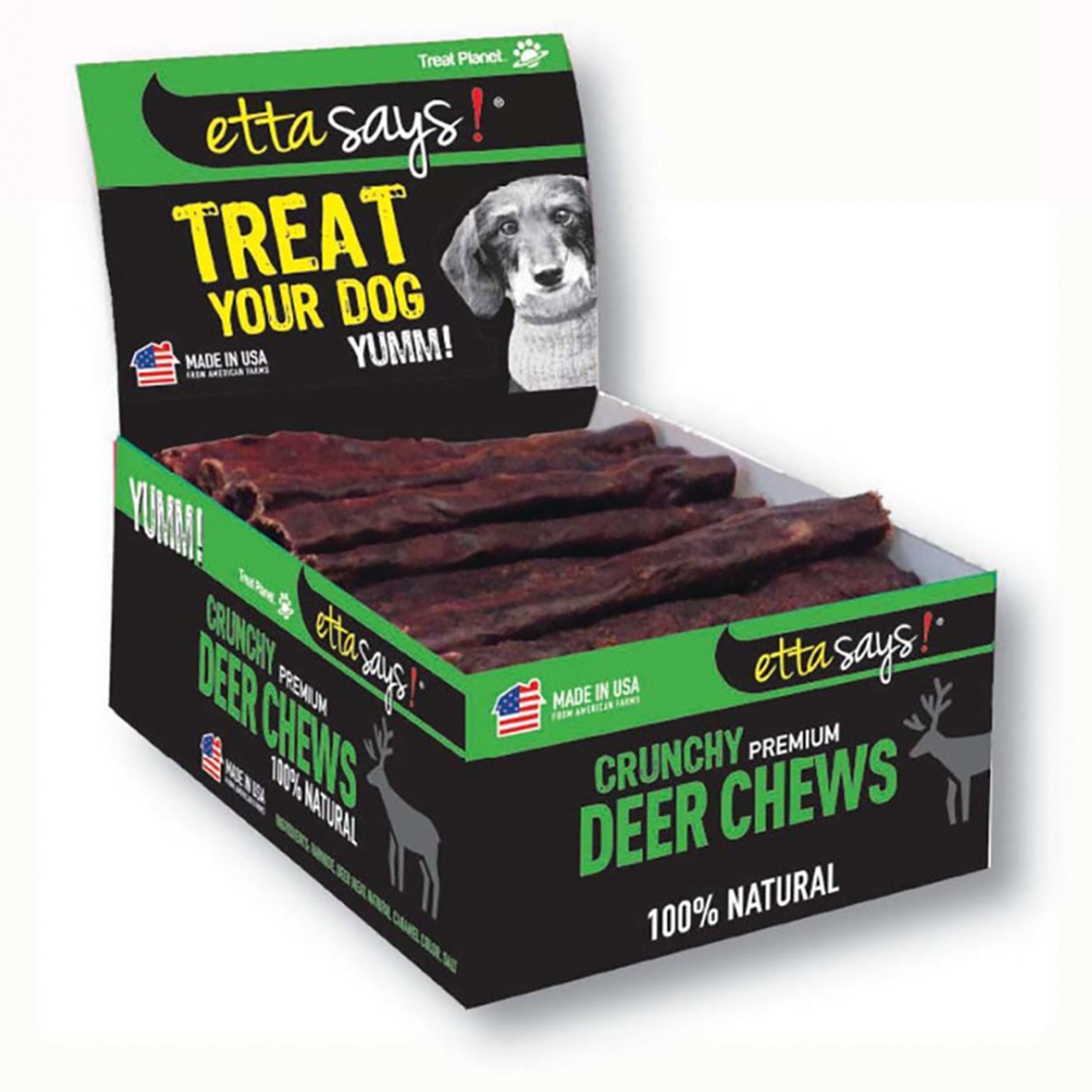 Etta Says! Premium Crunchy Deer Chews Dog Treat 4.5-in 36 Count