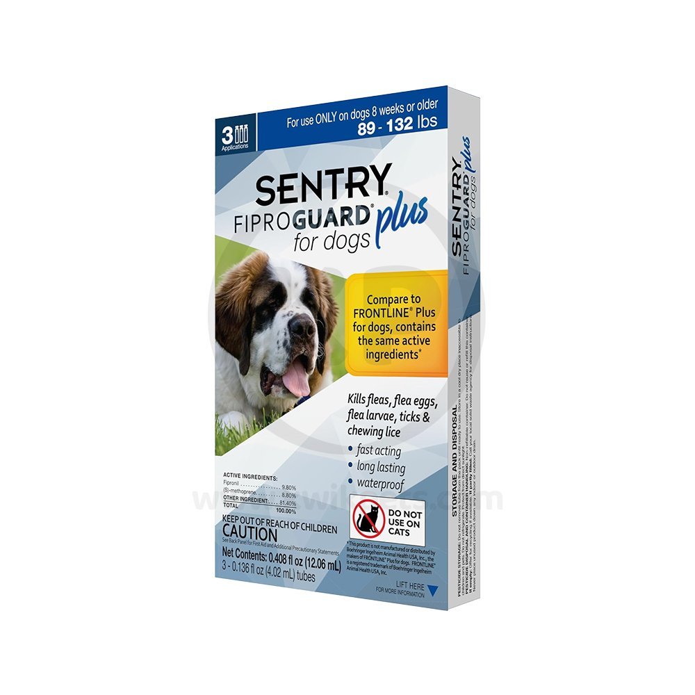 Sentry FiproGuard Plus Flea & Tick Spot-On for Dogs 89-132 lbs 3 Count