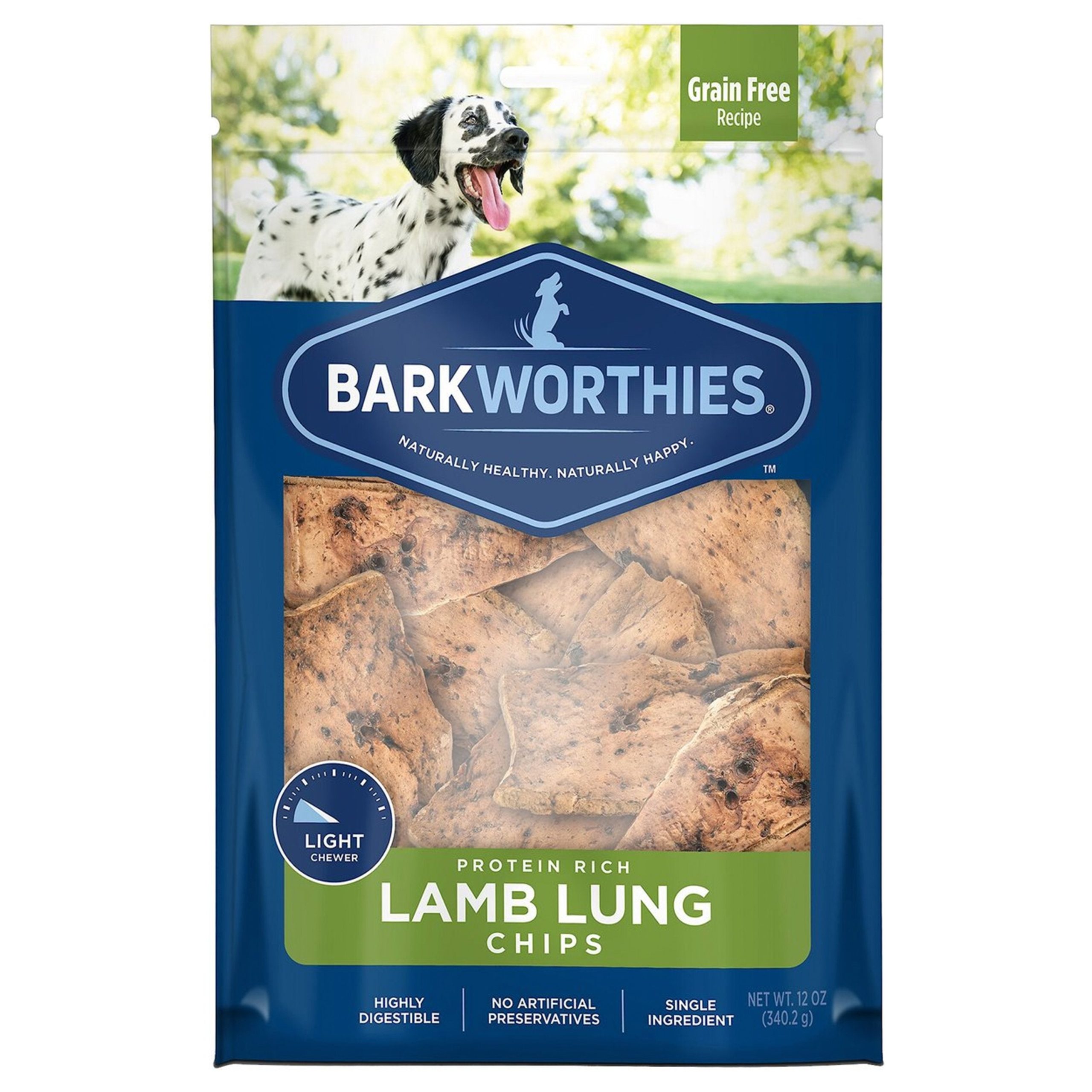 Barkworthies Lamb Lung Chips Dog Chews 12-oz